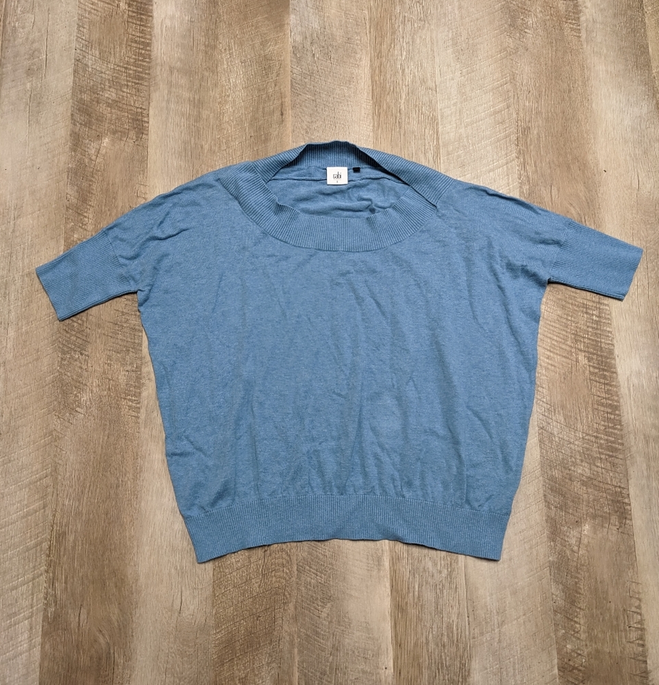 CAbi Blue Short Sleeve Sweater Relaxed Fit